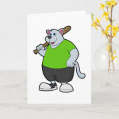 Hund im Baseball mit Baseballschläger Karte (Gelbe Blume)