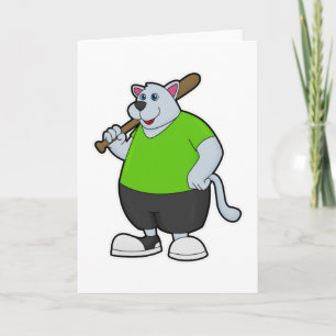 Hund im Baseball mit Baseballschläger Karte