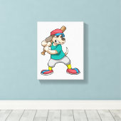 Hund im Baseball mit Baseballschläger Leinwanddruck (Insitu (Holzboden))