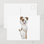 Hund im Baseball mit Baseballschläger Postkarte (Vorne/Hinten)