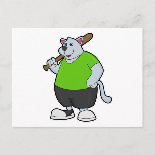 Hund im Baseball mit Baseballschläger Postkarte (Vorderseite)