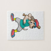 Hund im Baseball mit Baseballschläger Puzzle (Horizontal)