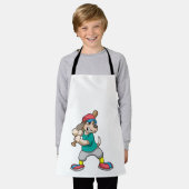 Hund im Baseball mit Baseballschläger Schürze (Getragen)