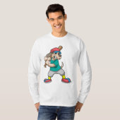 Hund im Baseball mit Baseballschläger T-Shirt (Vorne ganz)