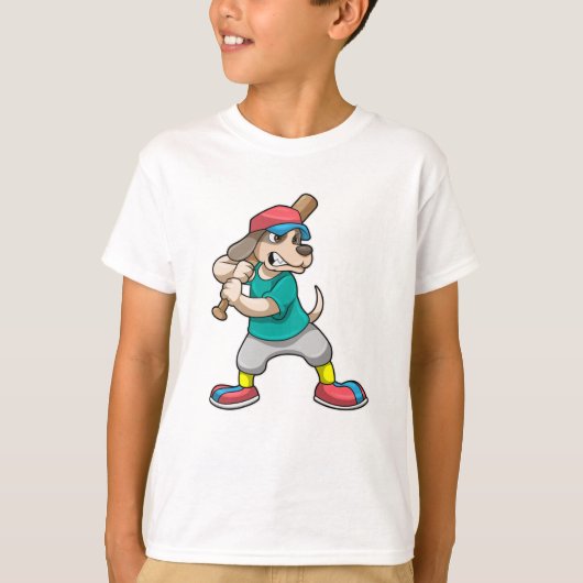 Hund im Baseball mit Baseballschläger T-Shirt (Vorderseite)