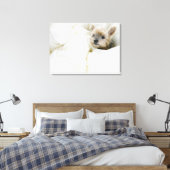 Hund im Bett Leinwanddruck (Insitu (Schlafzimmer))