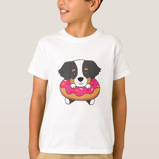 Hund im Donat Berner Berg Hund Rosa Donuts T-Shirt (Vorderseite)