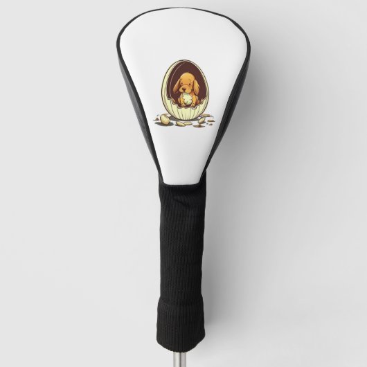 Hund im Ei. Golf Headcover (Vorderseite)