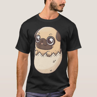 Hund im Ei, Süßer Oster-Mops, Kawaii-Hund, Mops i T-Shirt