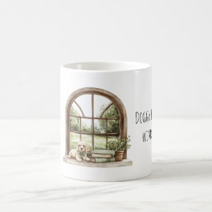 Hund im Fenster Kaffeetasse