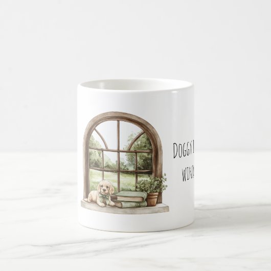 Hund im Fenster Kaffeetasse (Mittel)