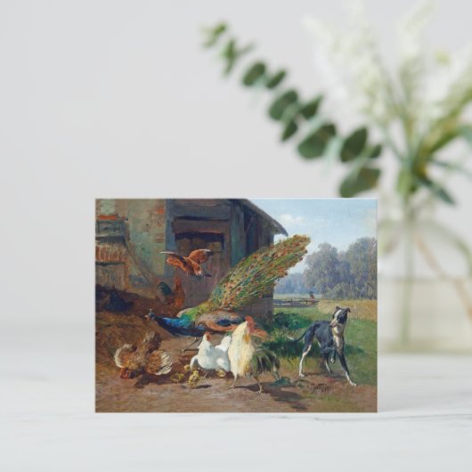 Hund im Hühnercoop Postkarte (Stehend Vorderseite)