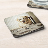 Hund im Morgenprogramm Untersetzer (Linke Seite)