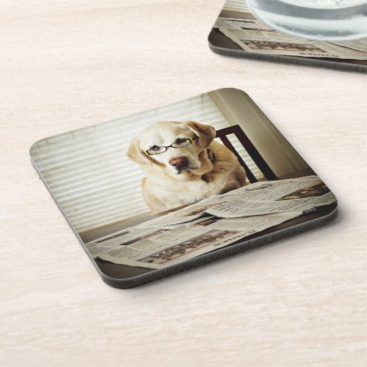 Hund im Morgenprogramm Untersetzer (Linke Seite)