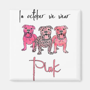 Hund im Oktober tragen wir rosa Ribbon Brustkrebs Magnet