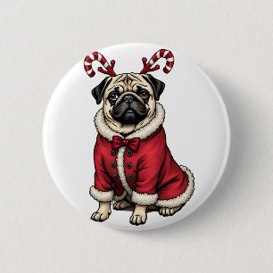 Hund im Pub, der für Weihnachten ein Santa-Kostüm  Button