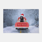 Hund im Schnee, der in Weihnachten sitzt Fußmatte (Vorderseite)