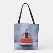Hund im Schnee, der in Weihnachten sitzt Tasche (Rückseite)