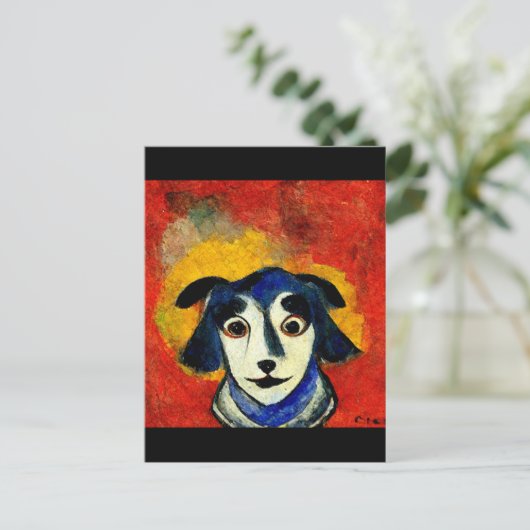 Hund im Stil von Marc Chagall Postkarte (Stehend Vorderseite)