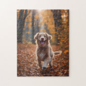 Hund im Wald Puzzle (Vertikal)