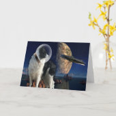 Hund im Weltraum UFO Planeten Geburtstag Karte (Gelbe Blume)
