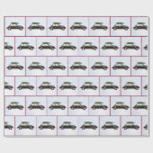 Hund in Altwagen mit Weihnachtsbaum Geschenkpapier (Flach)