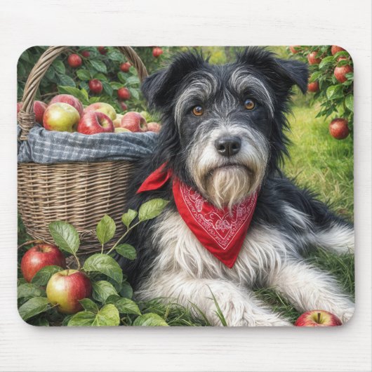 Hund in Apfelgarten Mousepad (Vorne)