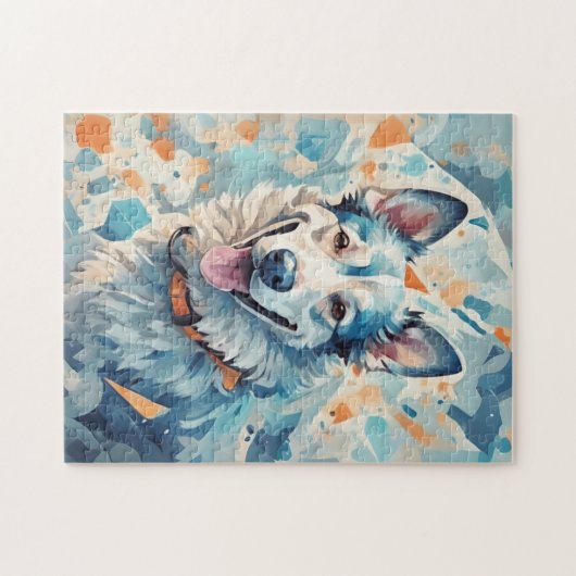 Hund in blau puzzle (Horizontal)