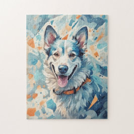 Hund in blau puzzle