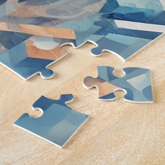 Hund in blauem Mosaik Puzzle (Seite)