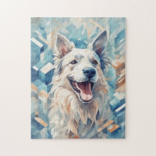 Hund in blauem Mosaik Puzzle (Vertikal)