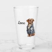 Hund in Blue Denim Jacket Glas (Vorderseite)