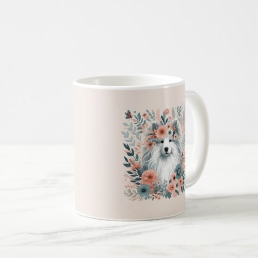 Hund in Blume Kaffeetasse (VorderseiteRechts)