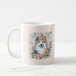 Hund in Blume Kaffeetasse