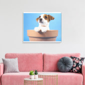 Hund in Blumentopf Leinwanddruck (Insitu (Wohnzimmer))