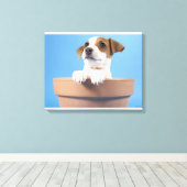 Hund in Blumentopf Leinwanddruck (Insitu (Holzboden))