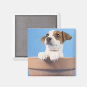 Hund in Blumentopf Magnet (Vorderseite/Rückseite)