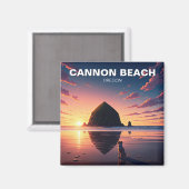Hund in Cannon Beach Oregon Magnet (Vorderseite/Rückseite)