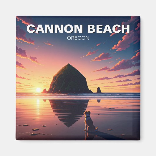 Hund in Cannon Beach Oregon Magnet (Vorne)