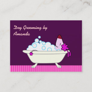 Hund in der Badewanne - HaustierGroomer Visitenkarte