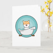 Hund in der Badewanne Karte (Gelbe Blume)