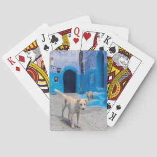 Hund in der blauen Stadt Spielkarten