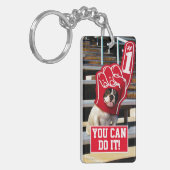 Hund in der SchaumHand Schlüsselanhänger (Vorderseite links)