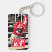 Hund in der SchaumHand Schlüsselanhänger (Rückseite)