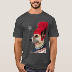 Hund in der Ski-Strickjacke T-Shirt