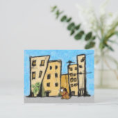 Hund in der Stadt Postkarte (Stehend Vorderseite)