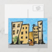 Hund in der Stadt Postkarte (Vorne/Hinten)