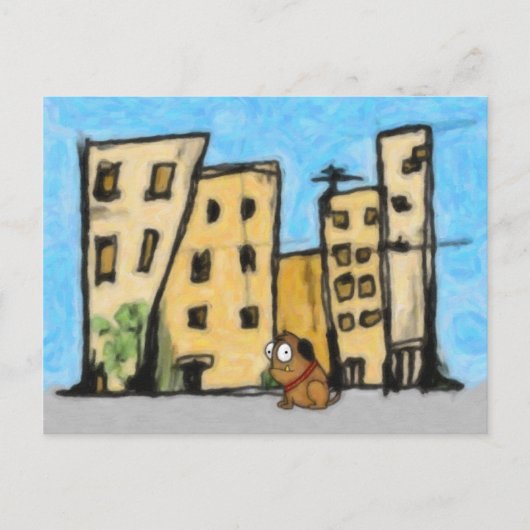 Hund in der Stadt Postkarte (Vorderseite)