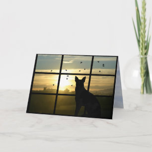 Hund in der Sympathiekarte für Hunde im Fenster Karte