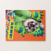 Hund in Dinosaur-Kostüm Puzzle (Horizontal)